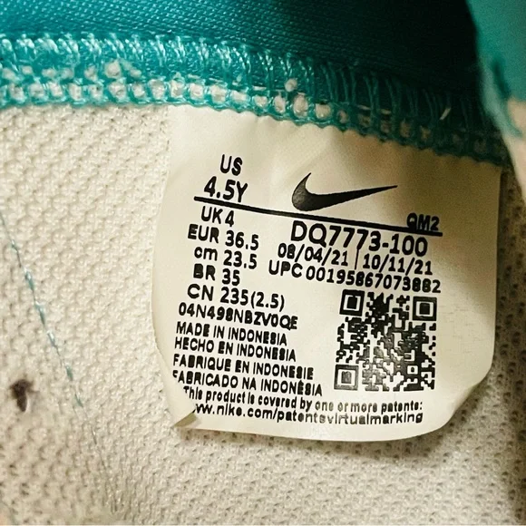 Nike Blazer Mid 77 Sneakers Shoes 4.5Y White Silver Floral Classic Casual - Picture 8 of 8